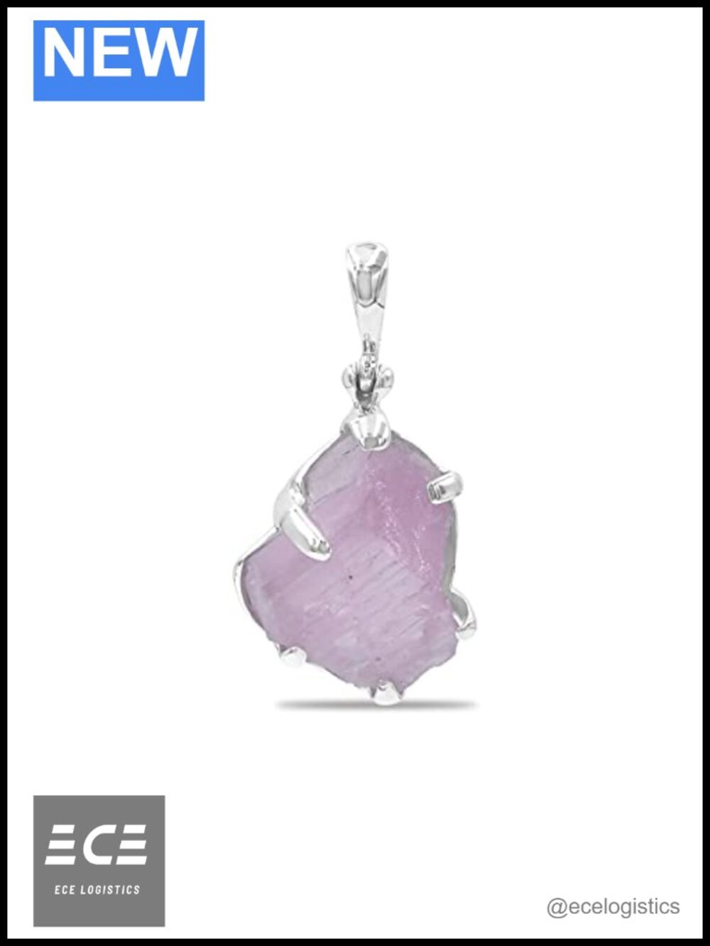 Rough Gemstone Pendant in Sterling Silver Small